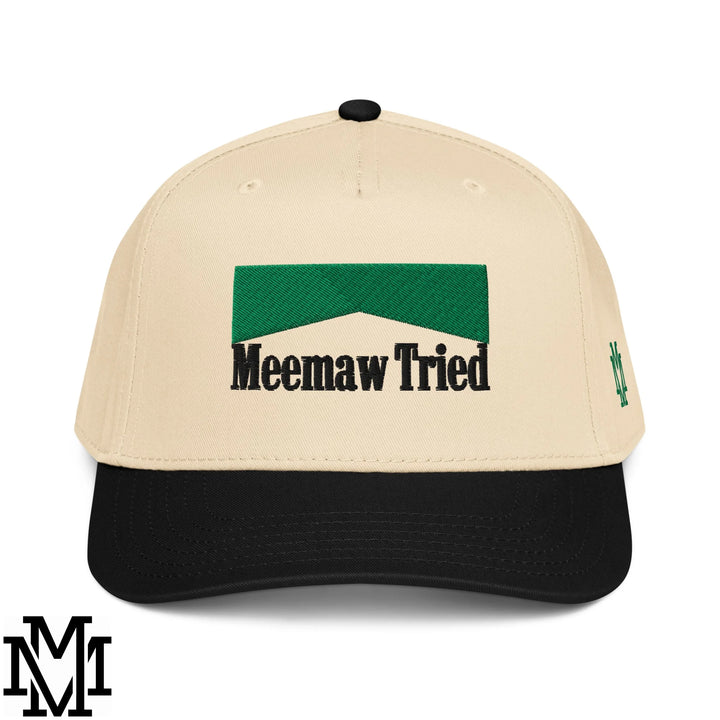 Meemaw Tried Menthol Embroidered Baseball Snapback Hat - Black Natural