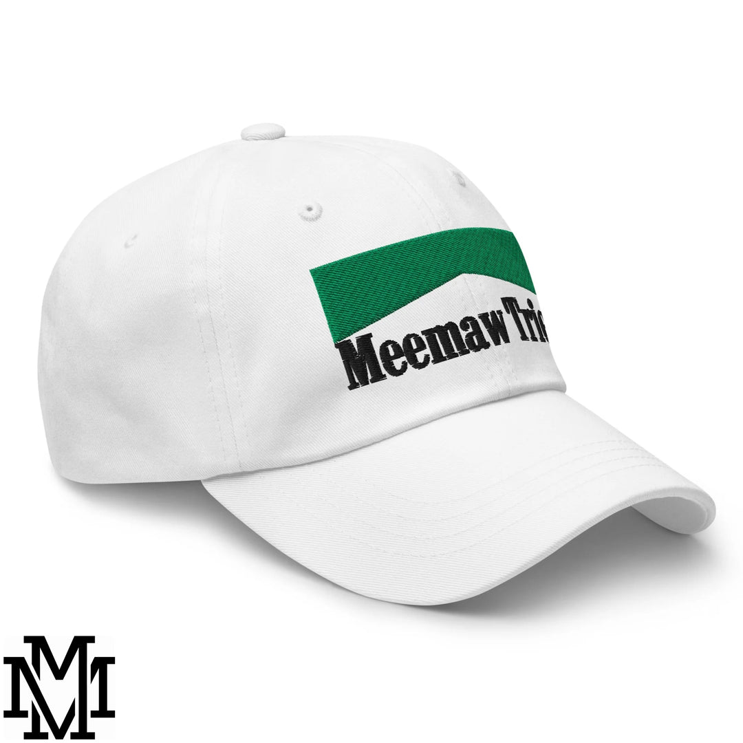Meemaw Tried Menthol Embroidered Unstructured Dad Hat - White