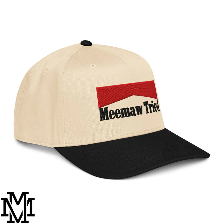 Meemaw Tried Reds Embroidered Baseball Snapback Hat - Black Natural