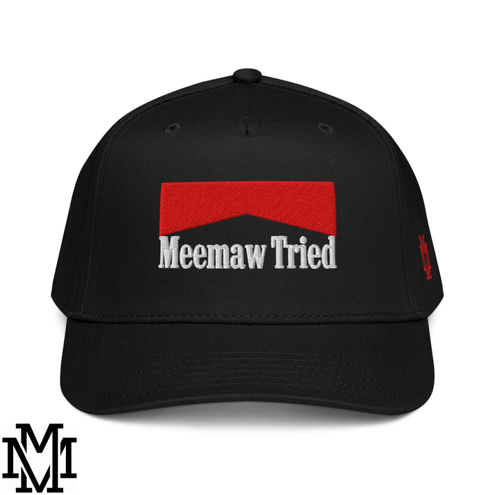 Meemaw Tried Reds Embroidered Baseball Snapback Hat - Black