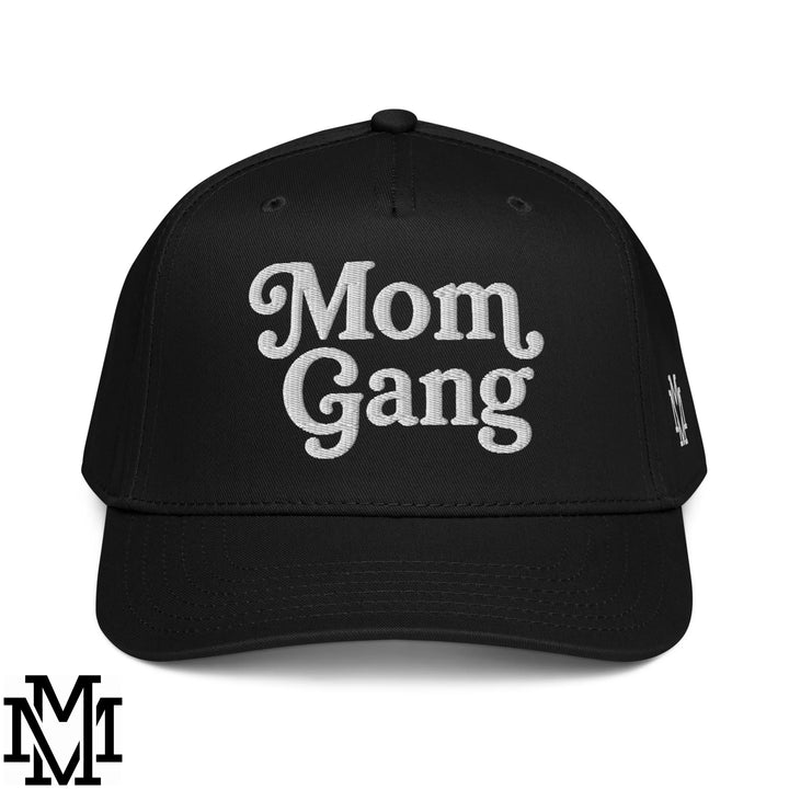 Mom Gang Embroidered Baseball Snapback Hat - Black