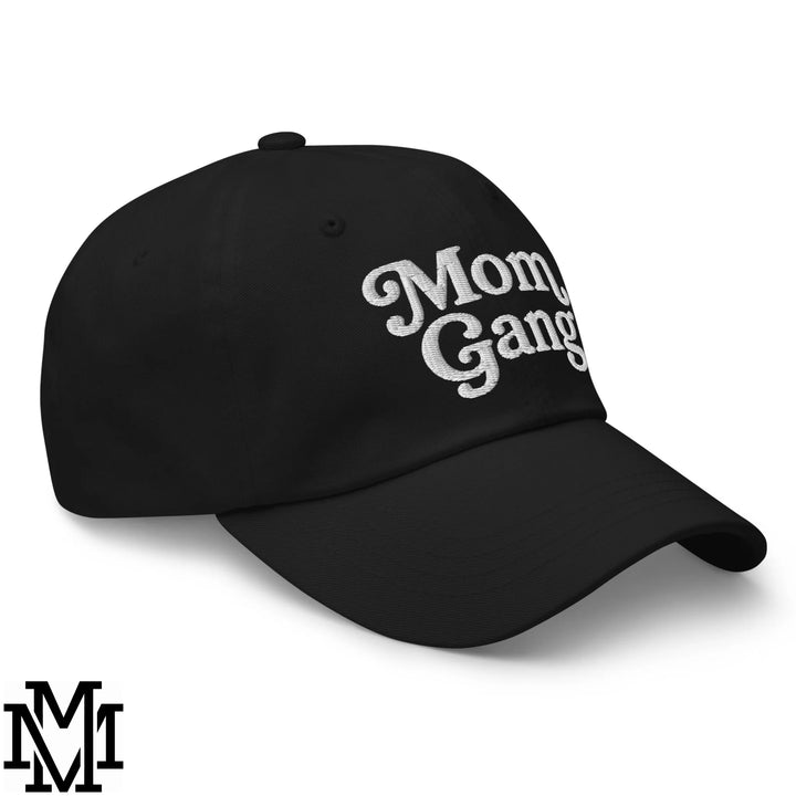 Mom Gang Embroidered Unstructured Dad Hat - Black