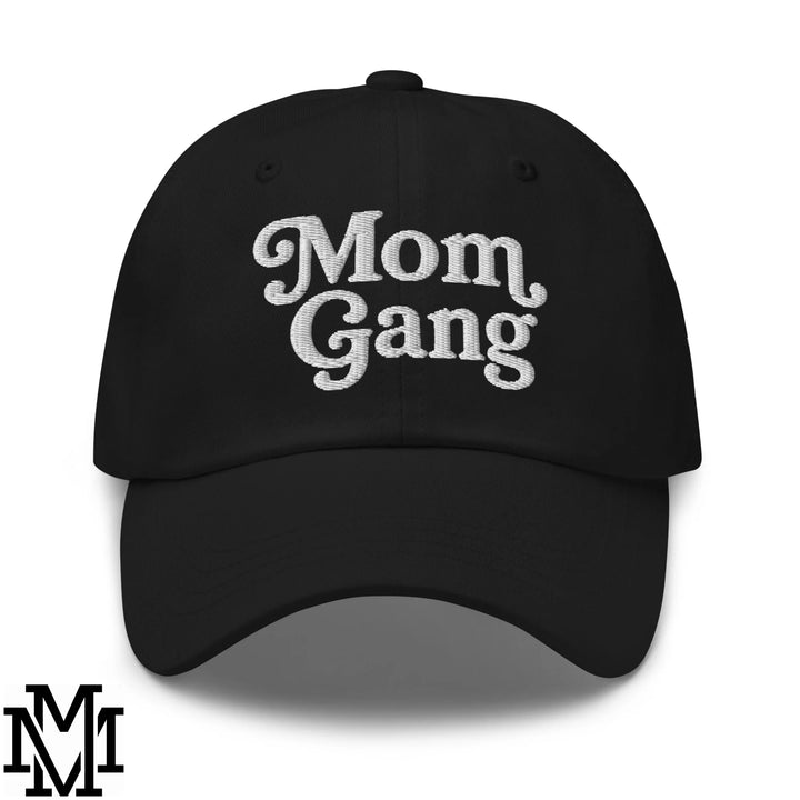 Mom Gang Embroidered Unstructured Dad Hat - Black
