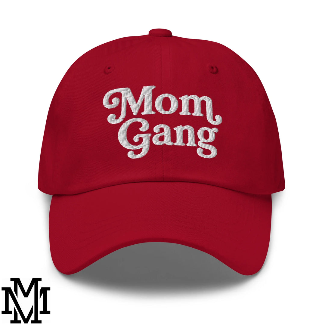 Mom Gang Embroidered Unstructured Dad Hat - Cranberry