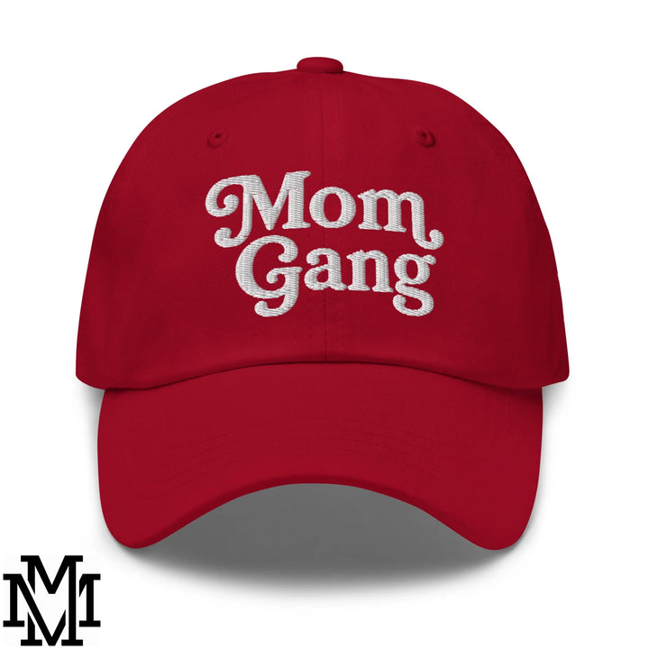Mom Gang Embroidered Unstructured Dad Hat - Cranberry