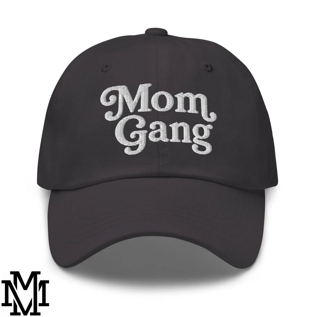 Mom Gang Embroidered Unstructured Dad Hat - Dark Grey