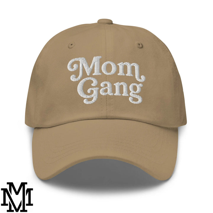 Mom Gang Embroidered Unstructured Dad Hat - Khaki
