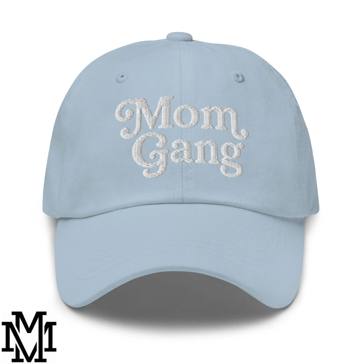 Mom Gang Embroidered Unstructured Dad Hat - Light Blue