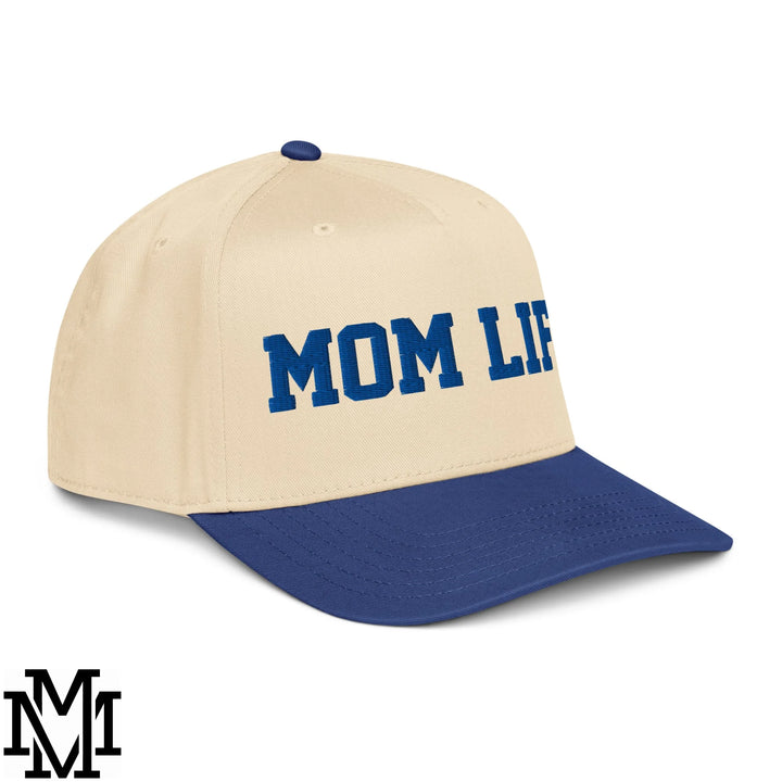 Mom Life Embroidered Baseball Snapback Hat - Royal Natural