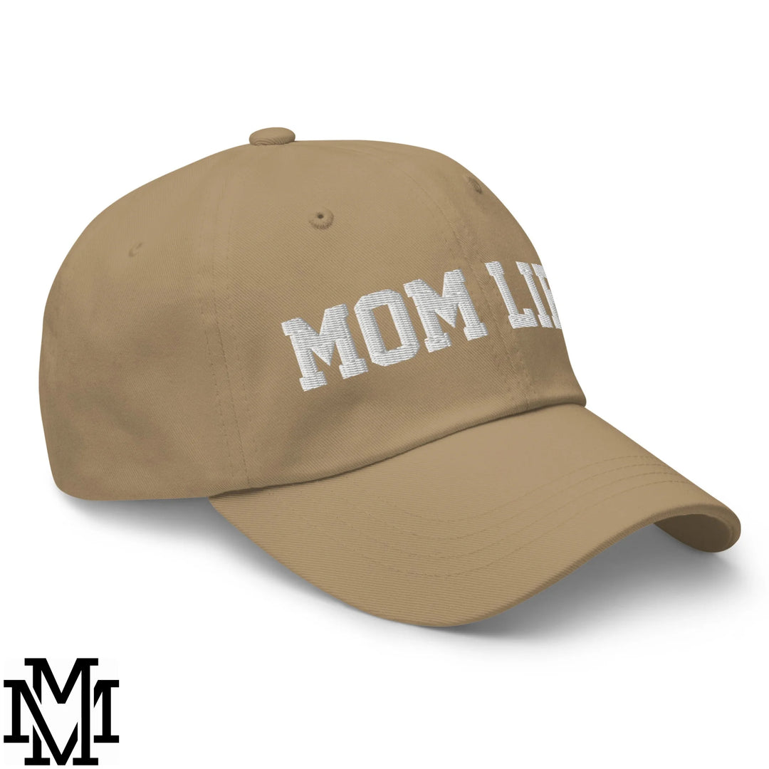 Mom Life Embroidered Unstructured Dad Hat - Khaki