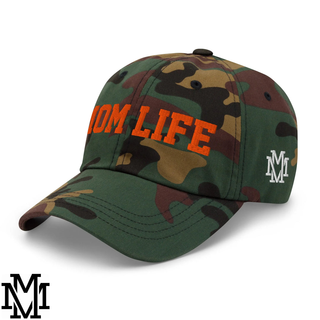 Mom Life Embroidered Unstructured Dad Hat - Green Camo