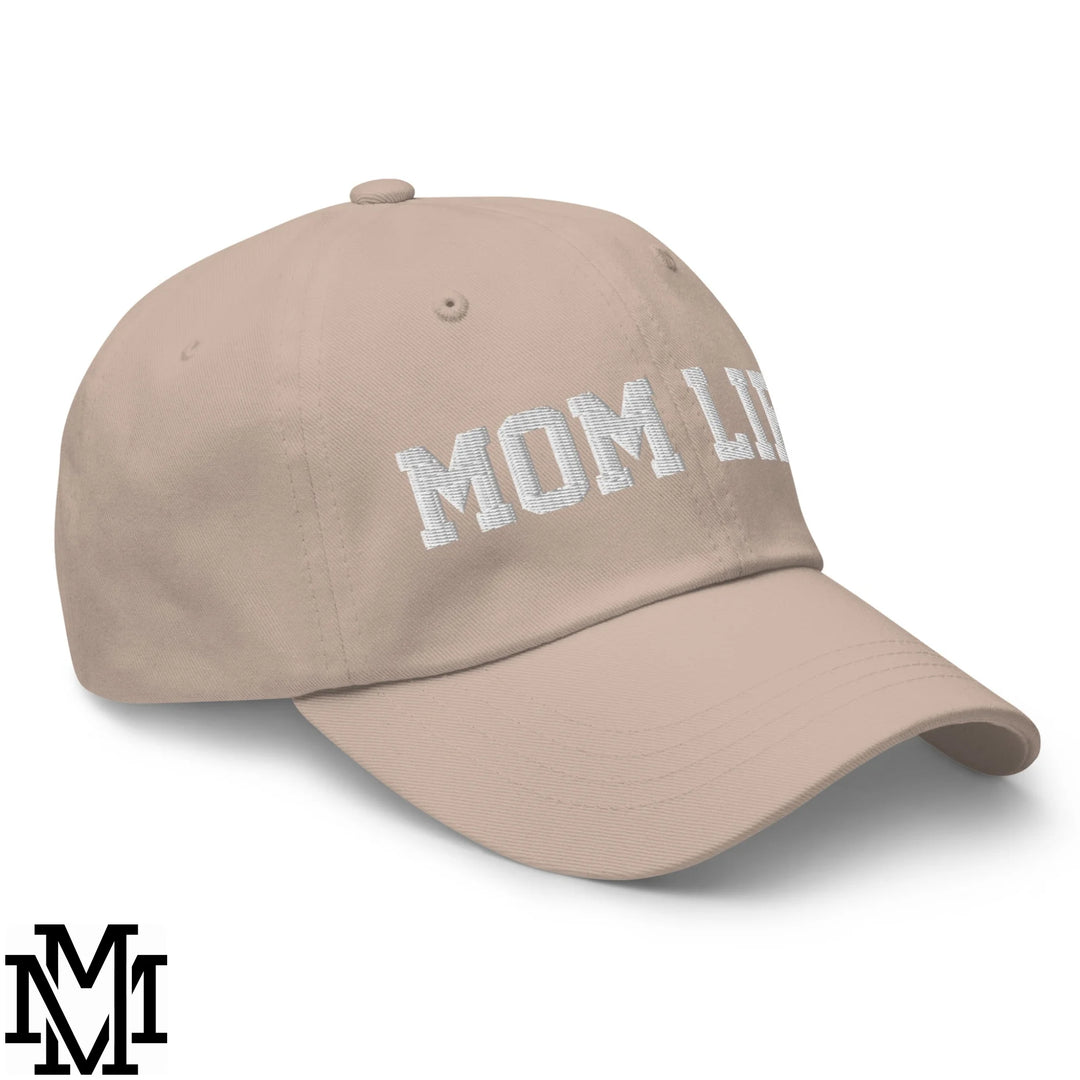 Mom Life Embroidered Unstructured Dad Hat - Stone