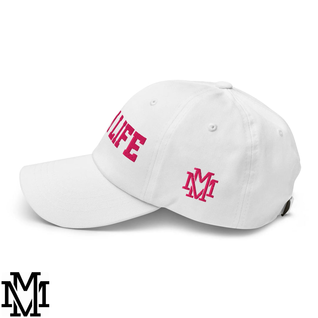 Mom Life Embroidered Unstructured Dad Hat - White
