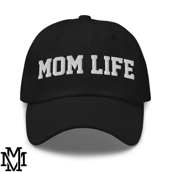 Mom Life Embroidered Unstructured Dad Hat - Black