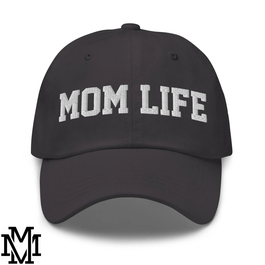 Mom Life Embroidered Unstructured Dad Hat - Dark Grey