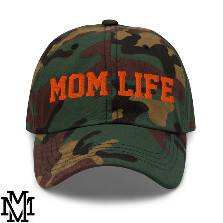 Mom Life Embroidered Unstructured Dad Hat - Green Camo