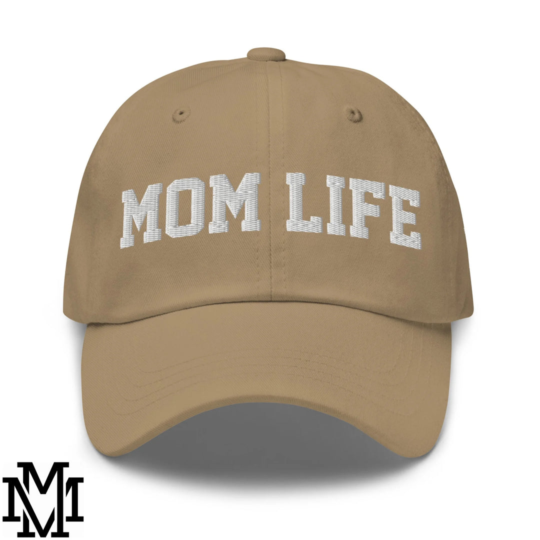 Mom Life Embroidered Unstructured Dad Hat - Khaki