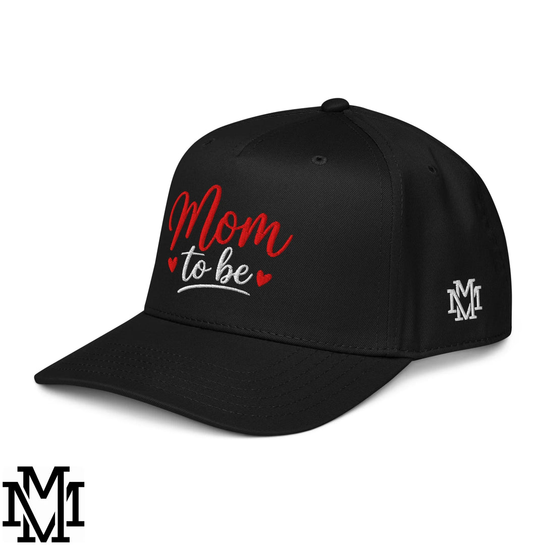 Mom to Be Embroidered Baseball Snapback Hat - Black