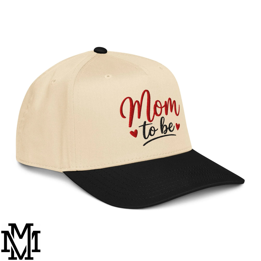 Mom to Be Embroidered Baseball Snapback Hat - Black Natural