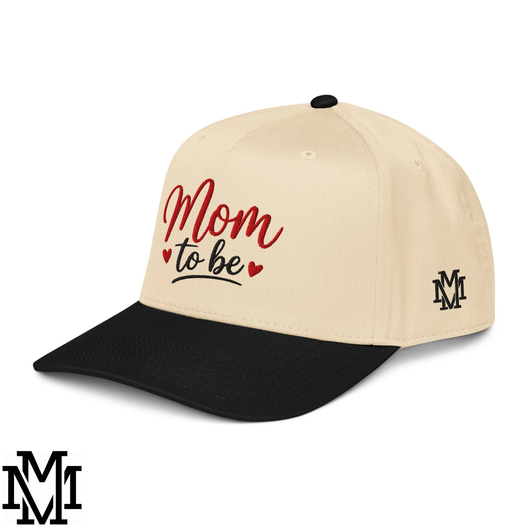Mom to Be Embroidered Baseball Snapback Hat - Black Natural