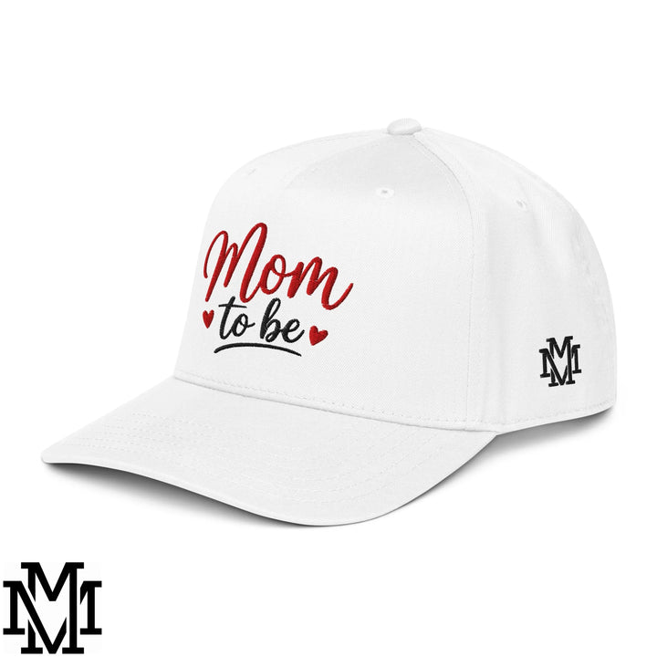 Mom to Be Embroidered Baseball Snapback Hat - White