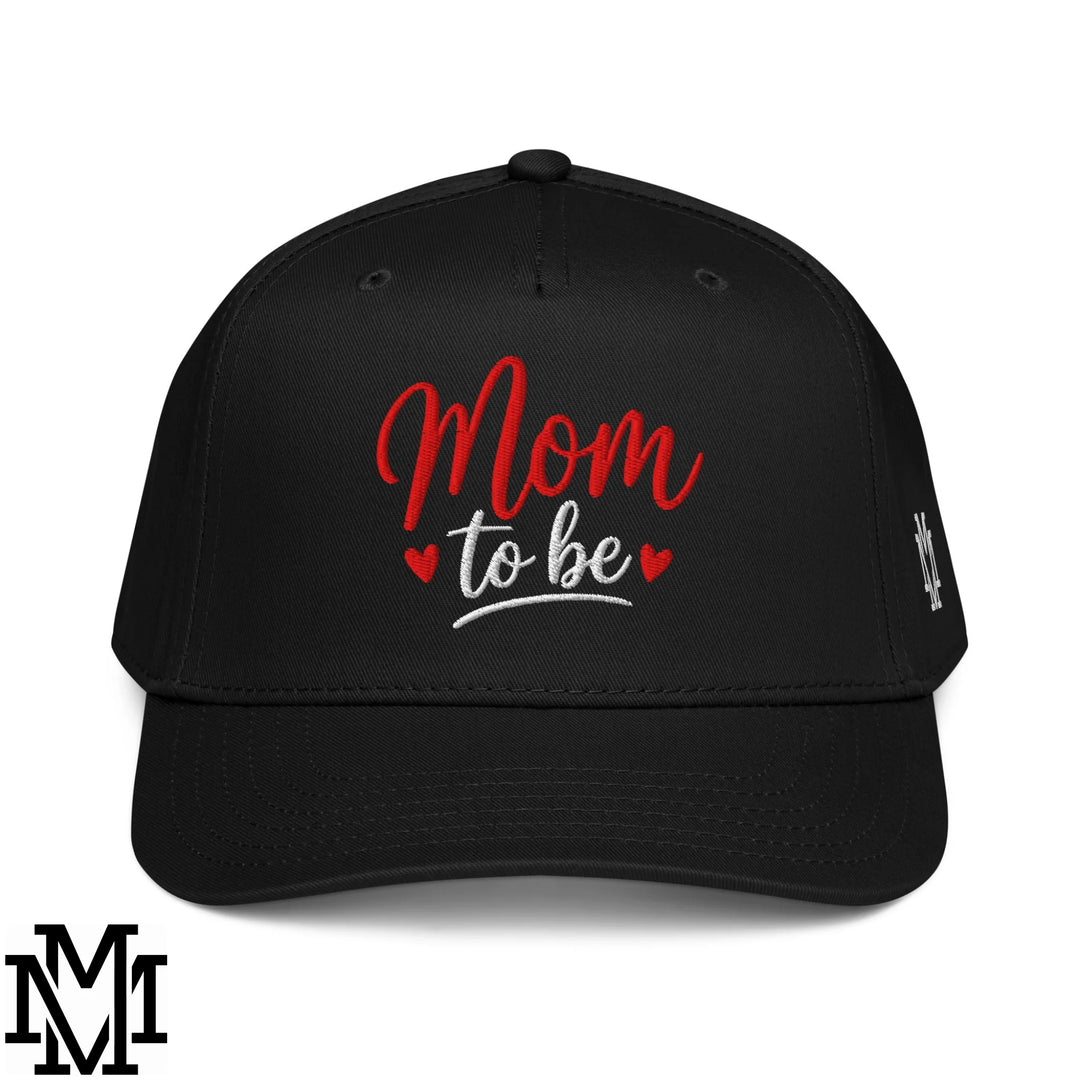 Mom to Be Embroidered Baseball Snapback Hat - Black
