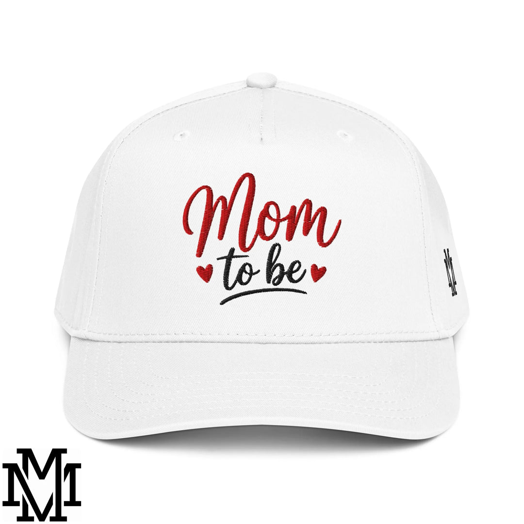 Mom to Be Embroidered Baseball Snapback Hat - White