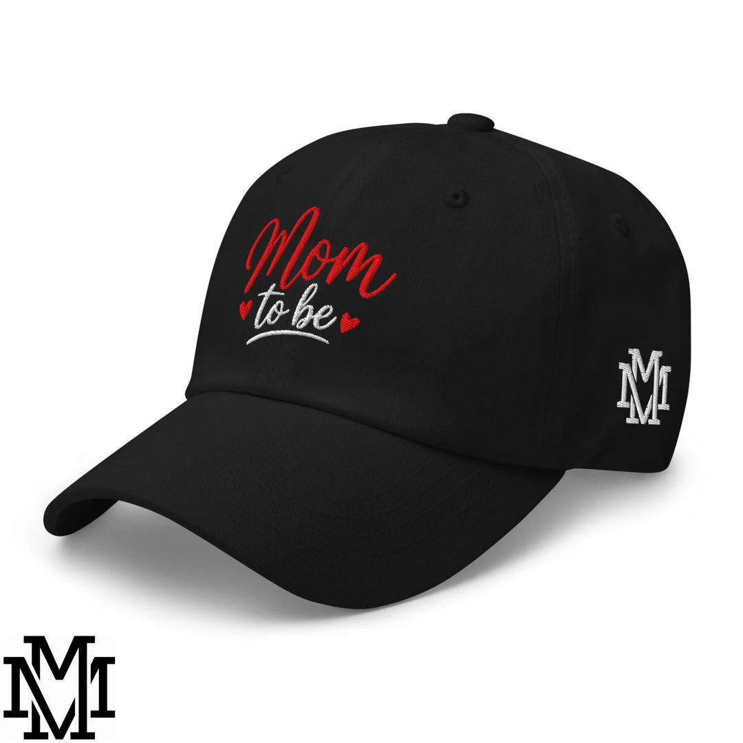Mom to Be Embroidered Unstructured Dad Hat - Black