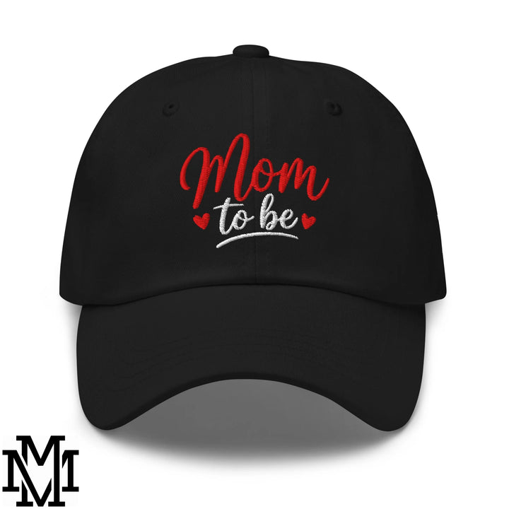 Mom to Be Embroidered Unstructured Dad Hat - Black