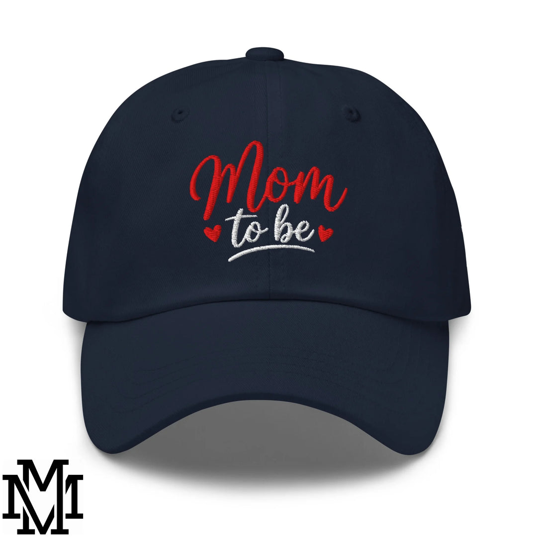 Mom to Be Embroidered Unstructured Dad Hat - Navy