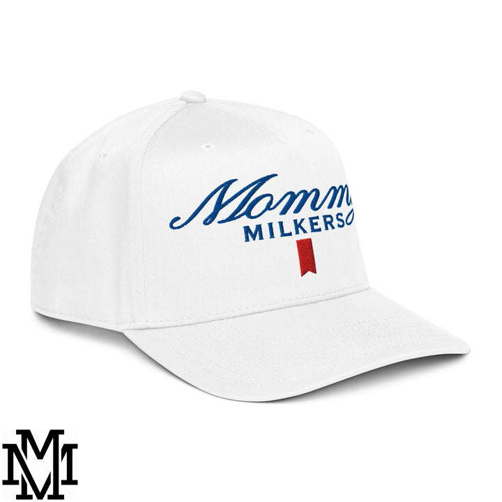 Mommy Milkers Ultra Embroidered Baseball Snapback Hat - White