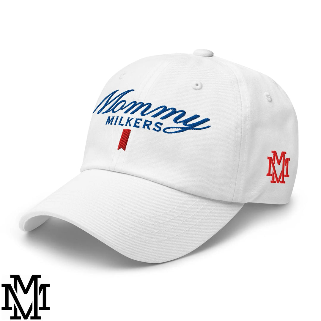Mommy Milkers Ultra Embroidered Unstructured Dad Hat - White