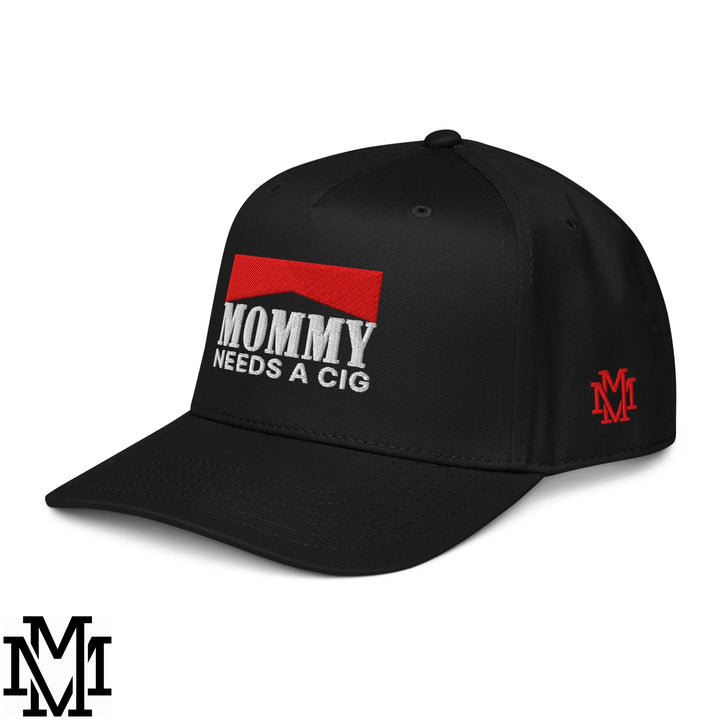 Mommy Needs a Cig Embroidered Baseball Snapback Hat - Black