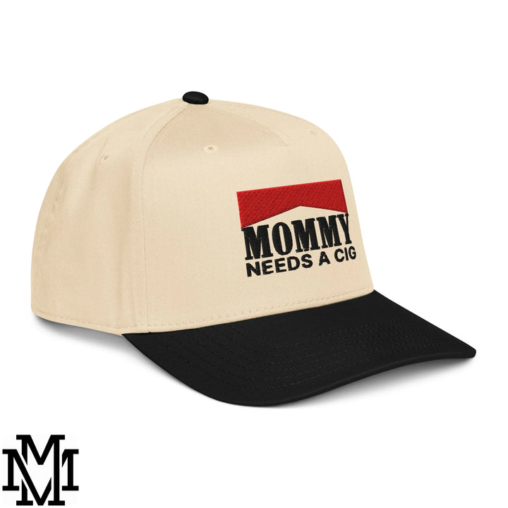 Mommy Needs a Cig Embroidered Baseball Snapback Hat - Black Natural