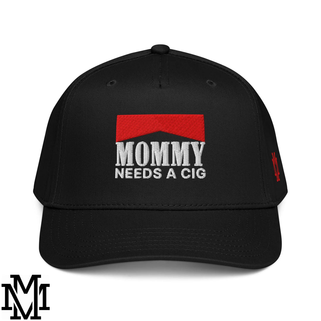 Mommy Needs a Cig Embroidered Baseball Snapback Hat - Black