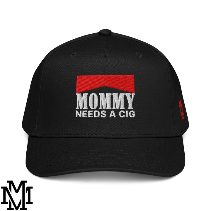Mommy Needs a Cig Embroidered Baseball Snapback Hat - Black