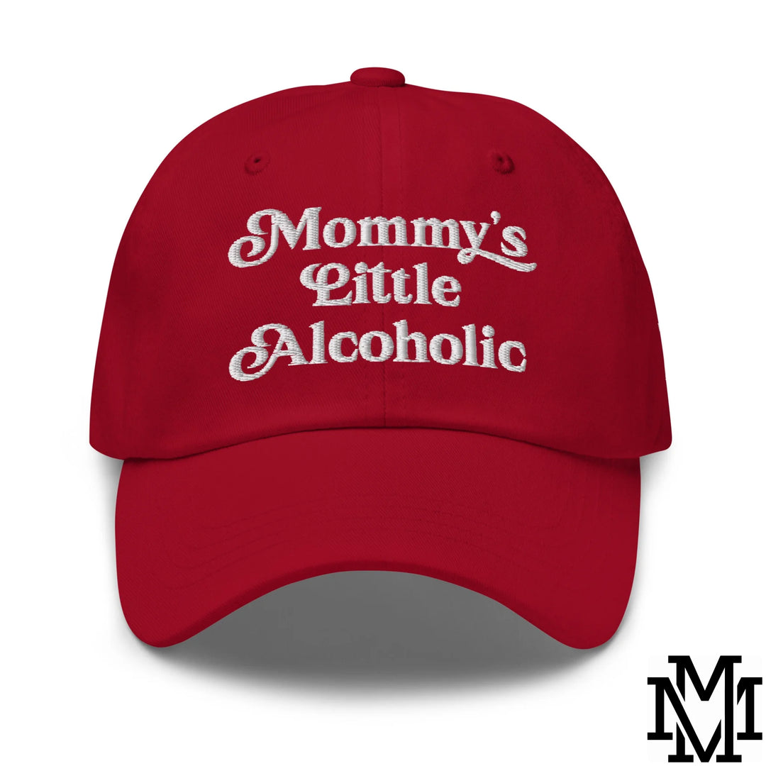 Mommy's Little Alcoholic Embroidered Unstructured Dad Hat - Cranberry