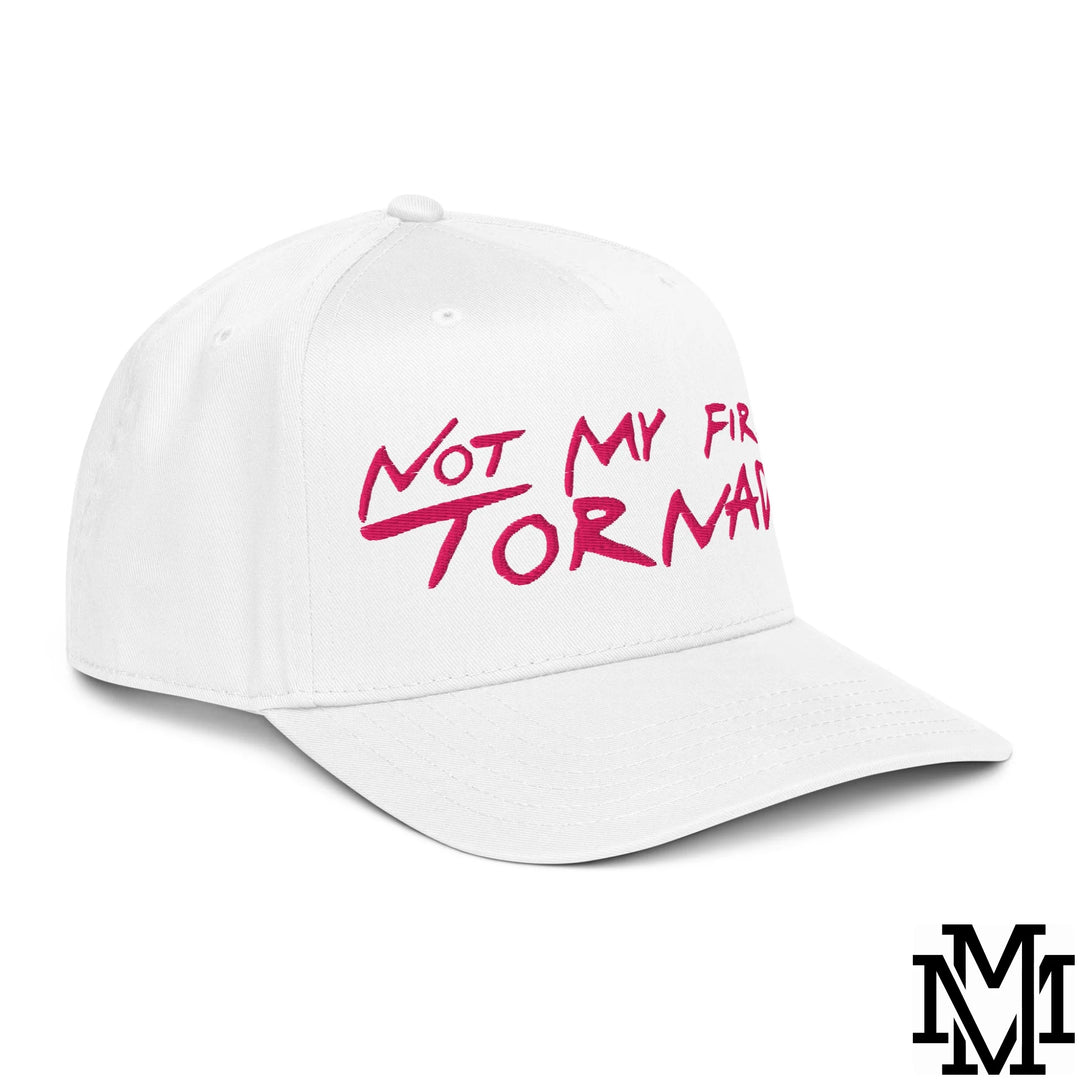 Not My First Tornado Embroidered Baseball Snapback Hat - White