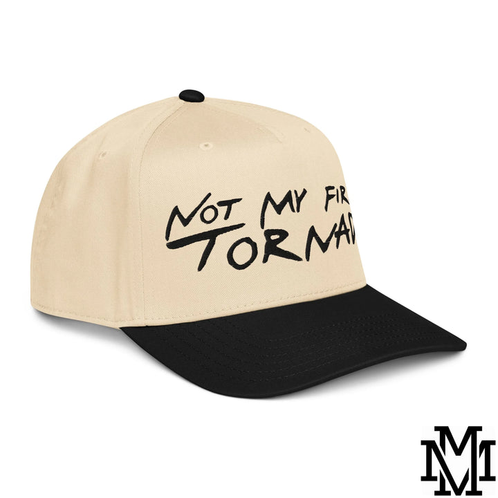 Not My First Tornado Embroidered Baseball Snapback Hat - Black Natural