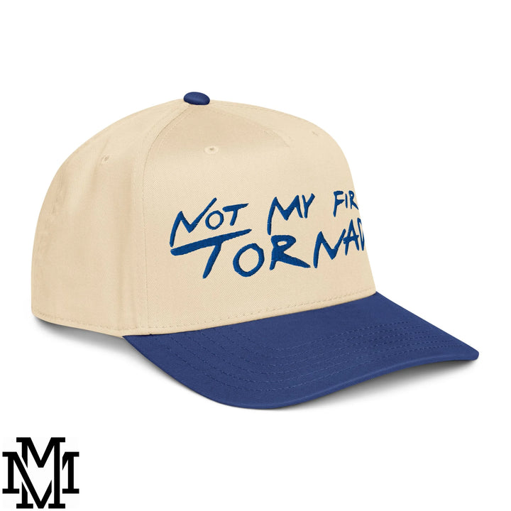 Not My First Tornado Embroidered Baseball Snapback Hat - Royal Natural