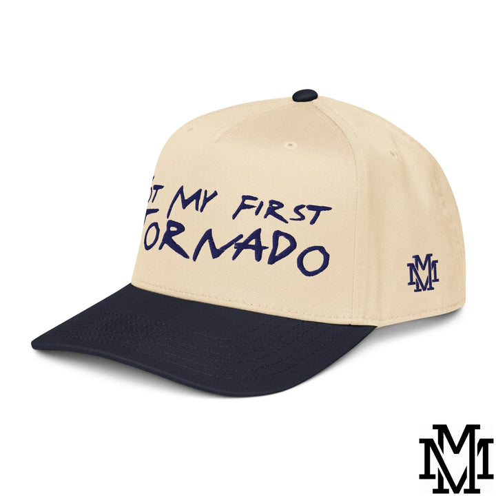 Not My First Tornado Embroidered Baseball Snapback Hat - Navy Natural