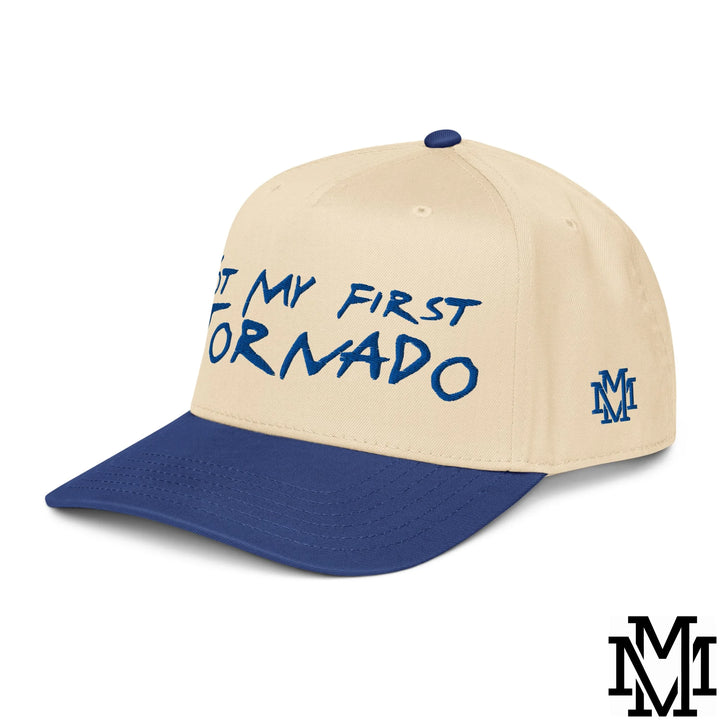 Not My First Tornado Embroidered Baseball Snapback Hat - Royal Natural