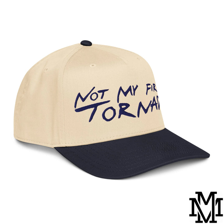 Not My First Tornado Embroidered Baseball Snapback Hat - Navy Natural