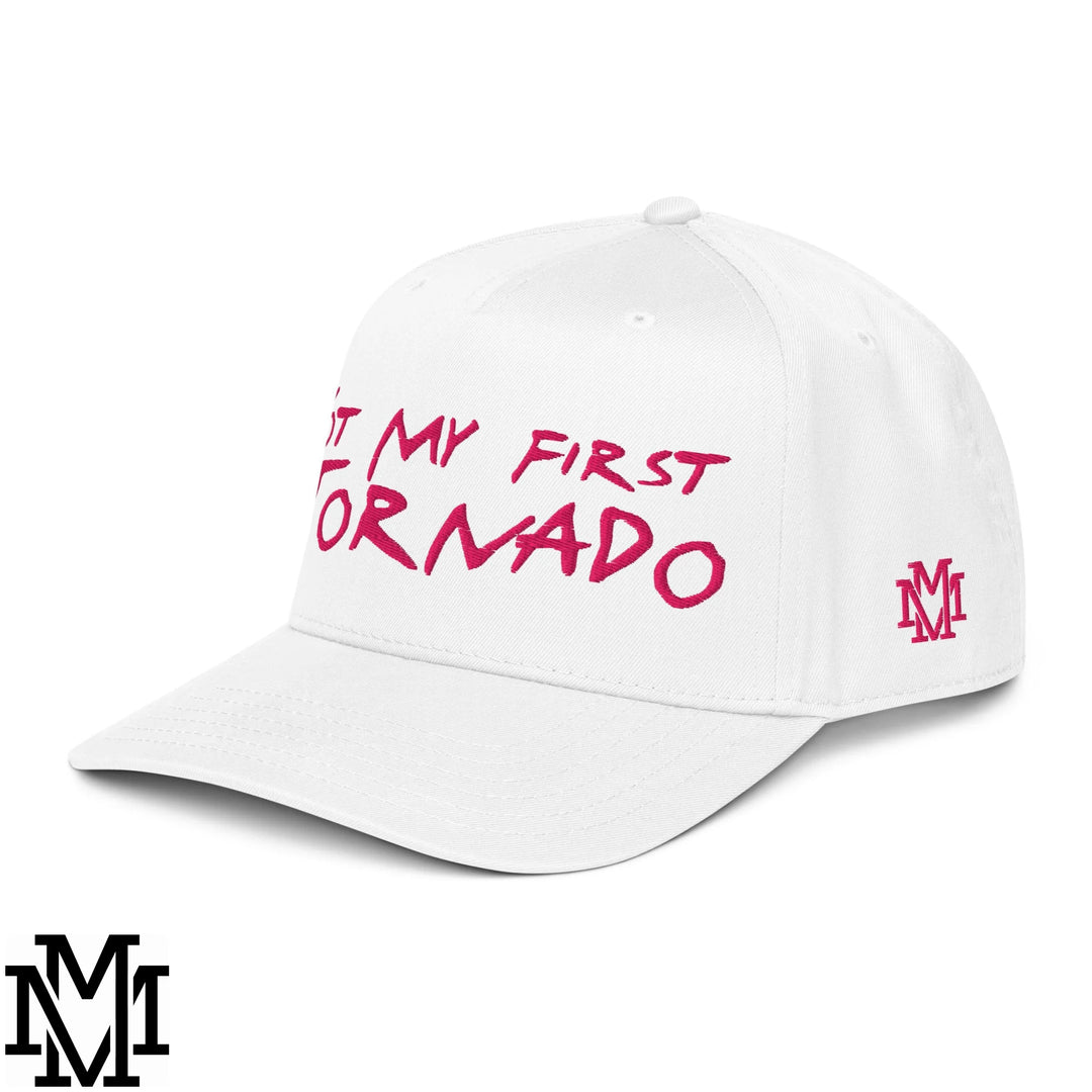 Not My First Tornado Embroidered Baseball Snapback Hat - White