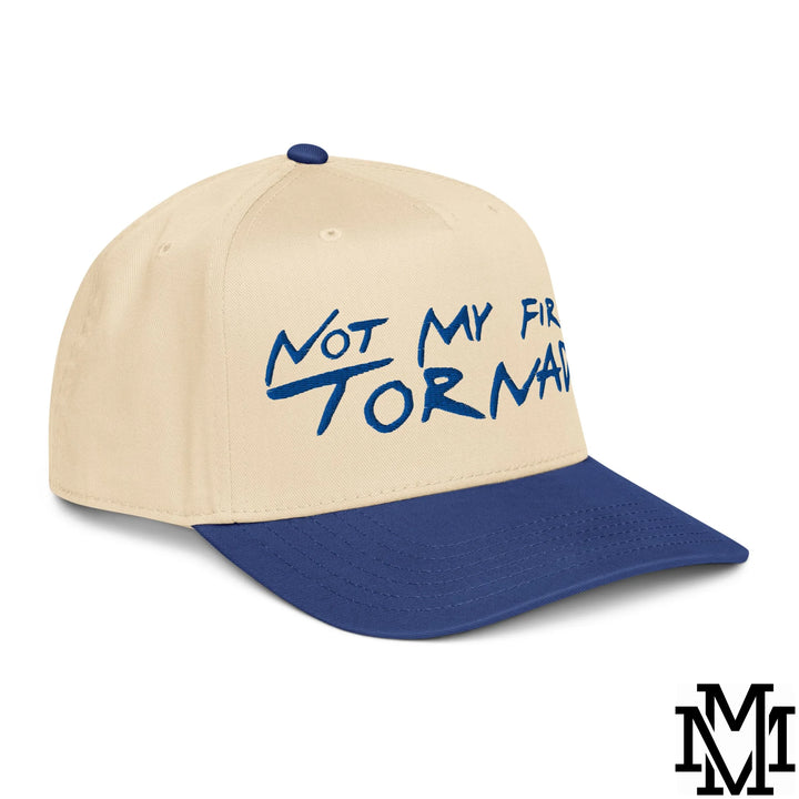 Not My First Tornado Embroidered Baseball Snapback Hat - Royal Natural