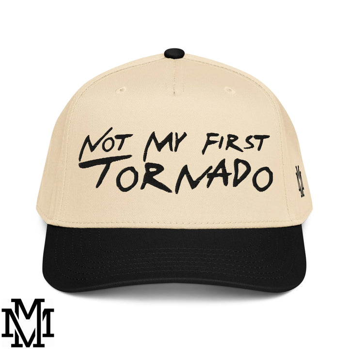 Not My First Tornado Embroidered Baseball Snapback Hat - Black Natural