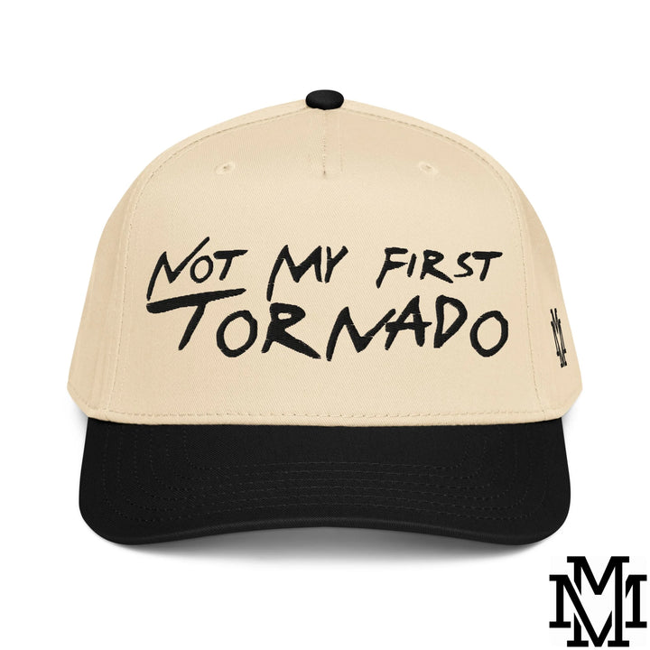 Not My First Tornado Embroidered Baseball Snapback Hat - Black Natural