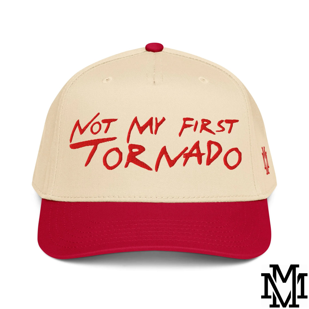 Not My First Tornado Embroidered Baseball Snapback Hat - Red Natural