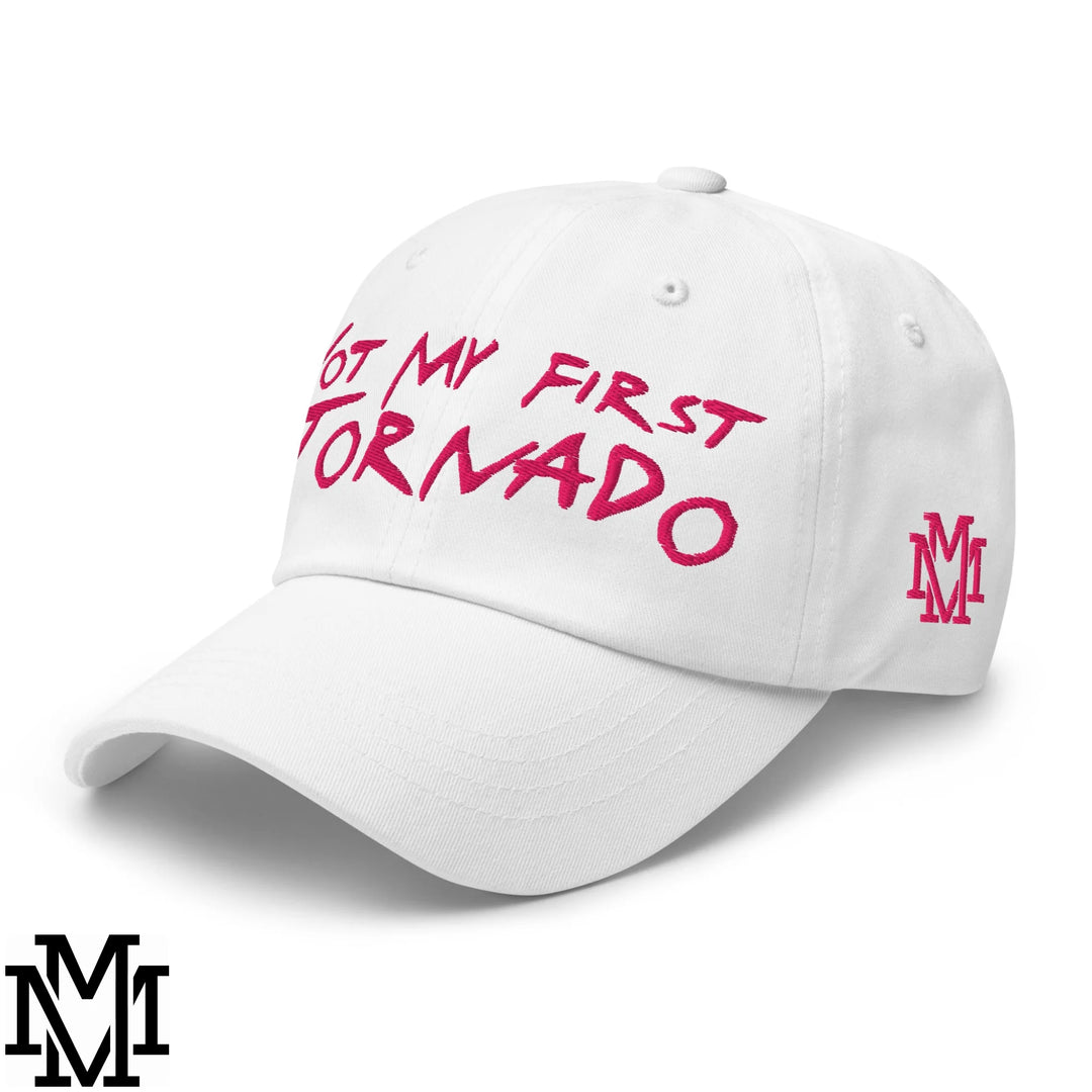 Not My First Tornado Embroidered Unstructured Dad Hat - White