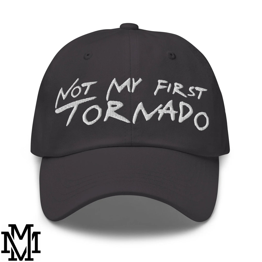 Not My First Tornado Embroidered Unstructured Dad Hat - Dark Grey